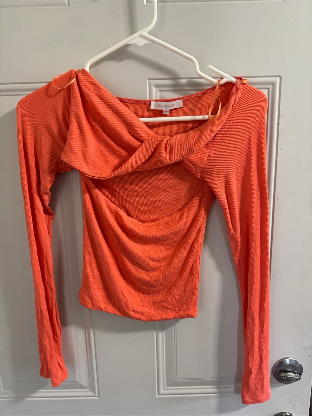 Olivia Moon Coral Twist-Back Long Sleeve Crop Top